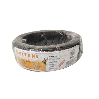 1 INTI x 1.5 MM x 50 M / KITANI NYA Tunggal Kabel Tembaga SNI Hitam Roll