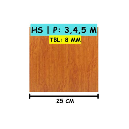 8 MM x 25 CM x 4 M / SHUNDA PLAFON PL.25.17 Plafon Gypsum GRC U PVC Hotstamping Lembar