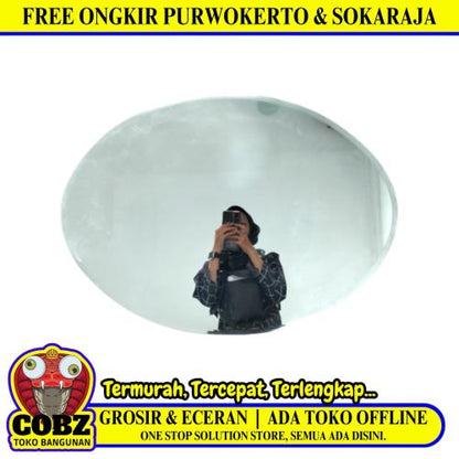 50 CM x 70 CM / COBZ Cermin Wastafel Kaca Kamar Mandi Oval Telor Set
