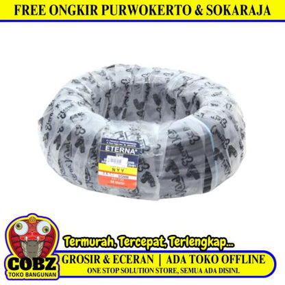 3 INTI x 1.5 MM x 50 M / ETERNA NYY Tunggal Kabel Tembaga SNI Hitam Roll