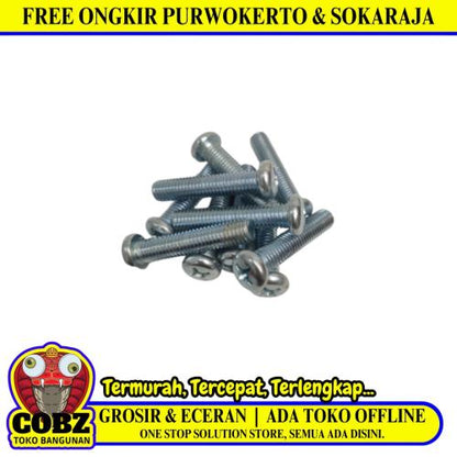 M 8 x 40 MM / TM Baut JP Kepala Pentol Bulat Plus Putih Biji