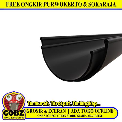 3 IN x 360 CM / MEGALON Talang Air Pipa Belah PVC Hitam Batang