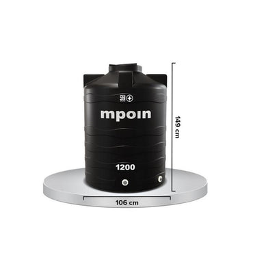 1150 L / MPOIN + WAVE W1200 Water Torrent Tangki Tandon Air PVC Hitam + Acc Set