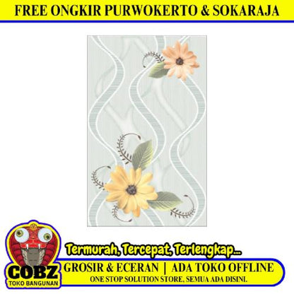 25 CM x 40 CM / UNO LOTUS Keramik Dinding Kamar Mandi Glossy Green Dus