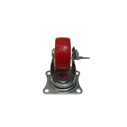 1 1/2 IN / TM Roda Hidup Trolly Rem Plat Nylon Merah Rem