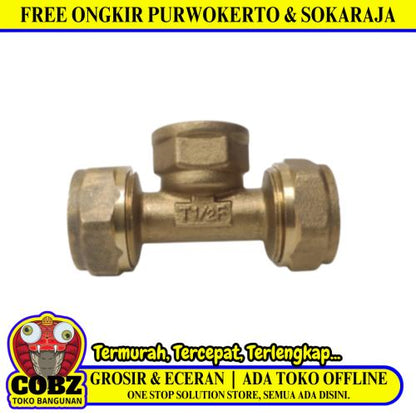 L 20 x 1/2 IN / TM Tee Selang Pex Drat Dalam Ke Pipa Kuningan