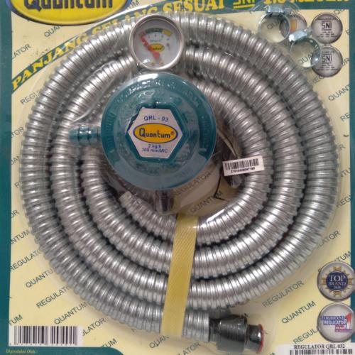 180 CM / QUANTUM QRL 032 Selang + Regulator Gas Tekanan Rendah + Meteran Set
