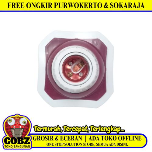 DEXTA Fitting Tempat Lampu Plafon Atap Tempel Kotak Besar Merah