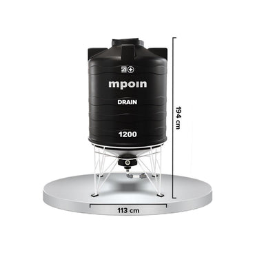 1100 L / MPOIN + DRAIN D1200 Water Torrent Tangki Tandon Air PVC Hitam + Acc Set