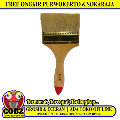 4 IN / FKD Kuas Cat Tembok Kayu Besi Air Acyrlic Paint Brush