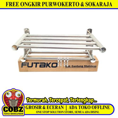 FUTAKO 02 Tempat Handuk Pakaian Tempel Dinding Besar Stainless Set