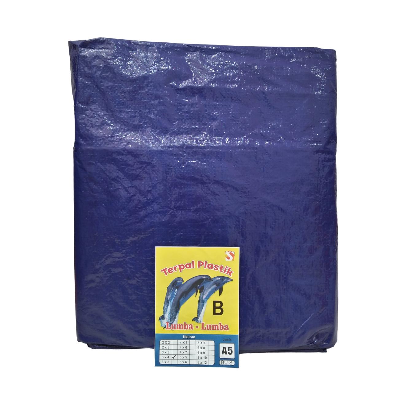 3 M x 4 M / TM A5 Terpal Tarpaulin Tutup Plastik PVC Biru Silver