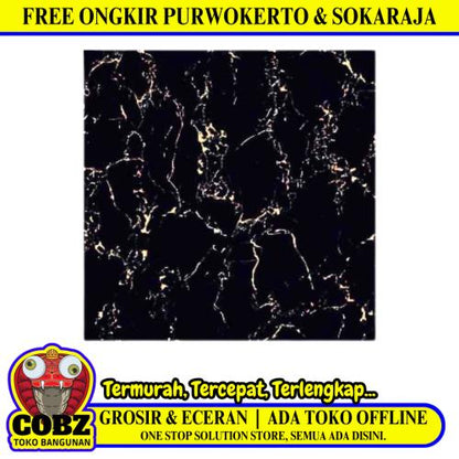 60 CM x 60 CM / SERENITY OMTA BLACK Granit Lantai Rumah Glossy Dus