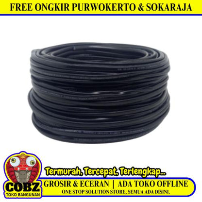 3 INTI x 0.75 MM x 50 M / KITANI NYMHY Serabut Kabel Tembaga SNI  Hitam Roll
