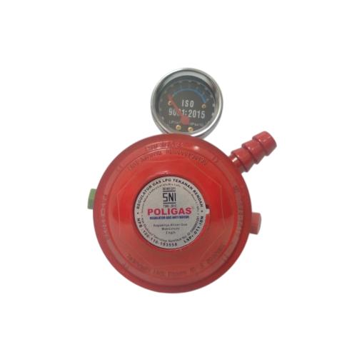 POLIGAS Regulator Kepala Tabung Gas LPG Tekanan Rendah + Meteran