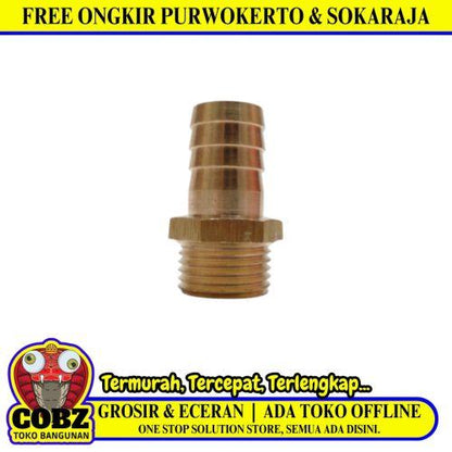 1/2 IN x 5/8 IN / NM Nepel Sok Sambungan Selang Ke Pipa Kuningan