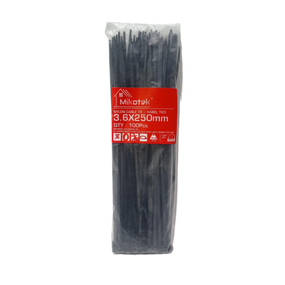 3.6 MM x 250 MM / MIKOTEK Kabel Cable Ties Tali Ripet 25 CM Hitam Pack