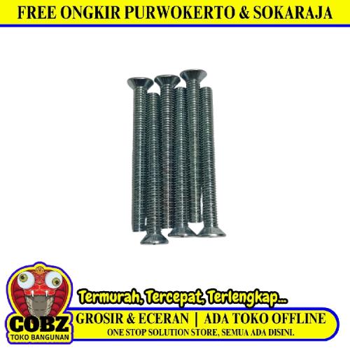 M 5 x 50 MM / TM Baut JF Kepala Rata Plus Putih Biji