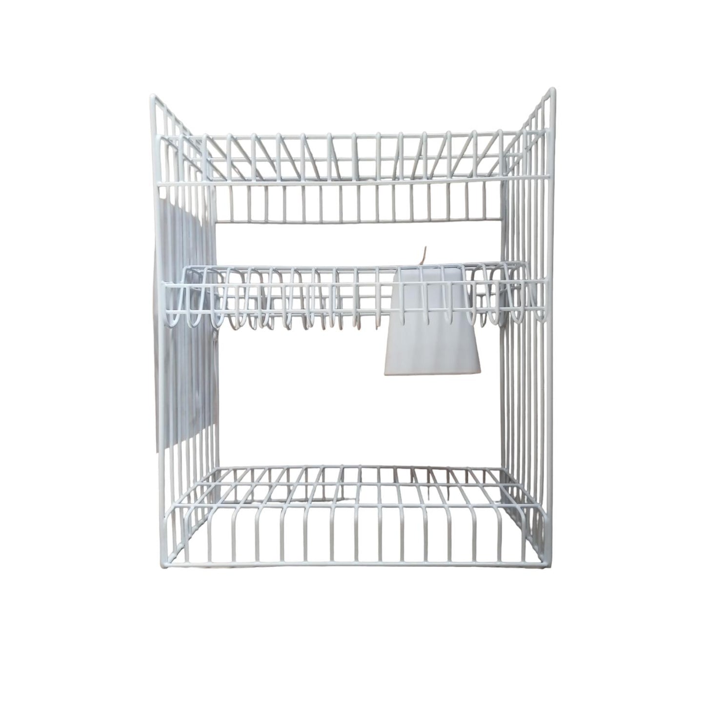 3 SUSUN / MELIN Rak Dapur Tempat Piring Gelas Stainless Putih Set