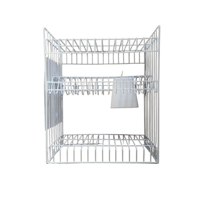 3 SUSUN / MELIN Rak Dapur Tempat Piring Gelas Stainless Putih Set