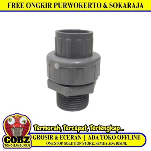 1 IN X 3/4 IN / COBZ Water Mur Moor Union Socket Polos Dan Drat Luar PVC