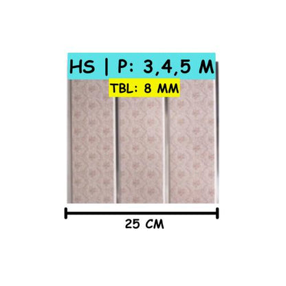 8 MM x 25 CM x 3 M / SHUNDA PLAFON PL.25.08 Plafon Gypsum GRC U PVC Hotstamping Lembar