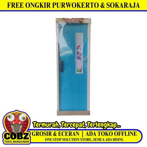 10 CM x 68 CM x 198 CM / HILTON Pintu Kamar Mandi PVC Biru + Cermin Set