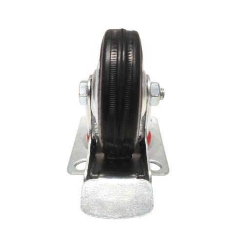 3 IN / FUKUDA Roda Rem Hidup Trolly Gepeng Plat 76 MM Karet Hitam