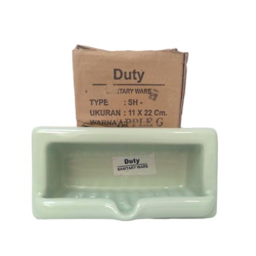22 CM x 11 CM x 7.2 CM / DUTY SH - 22 Tempat Sabun Tanam Dinding Keramik Apple Green