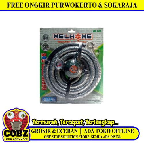 180 CM / WELHOME Selang + Regulator Gas Tekanan Rendah + Meteran Set