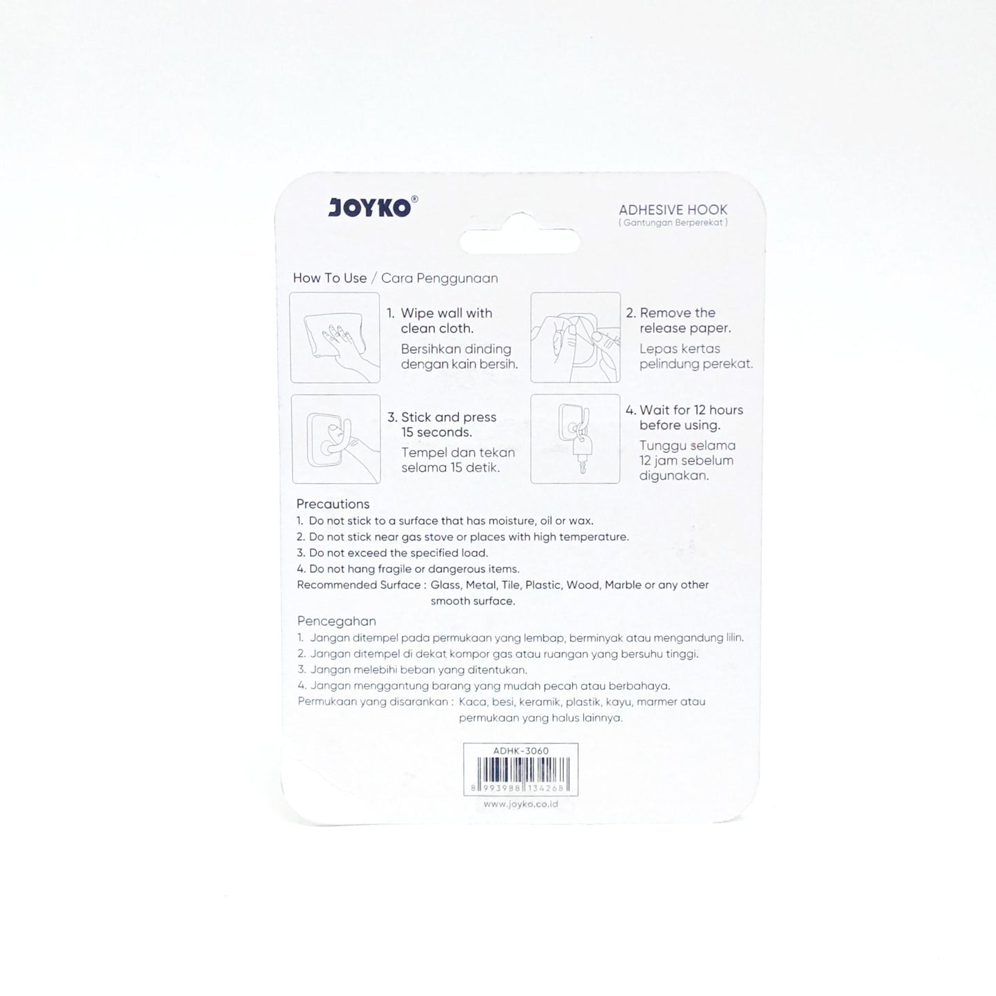 JOYKO ADHK-3060 Kapstok Cantel Gantungan Baju Dinding Mini PVC Set