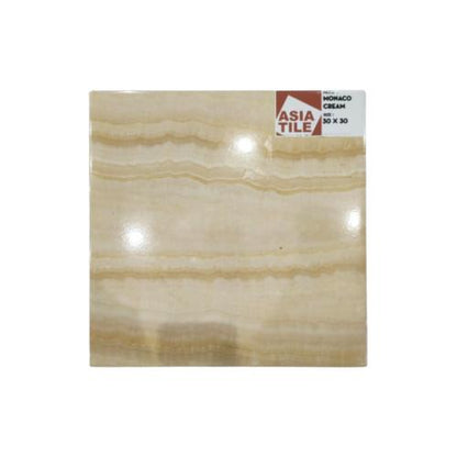 30 CM x 30 CM / ASIA TILE MONACO Keramik Lantai Rumah Glossy Cream  Dus