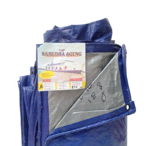 8 M x 10 M / TM A5 Terpal Tarpaulin Tutup Plastik PVC Biru Silver