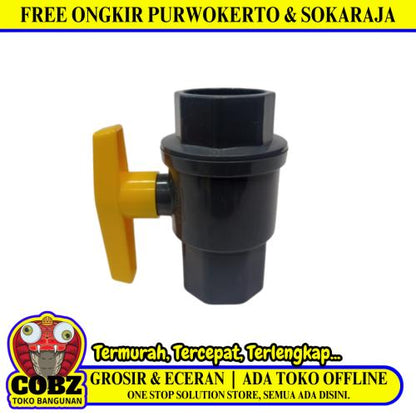 1 1/4 IN / ONDA - BV Stop Kran Polos Ball Valve Engkol Plastik PVC