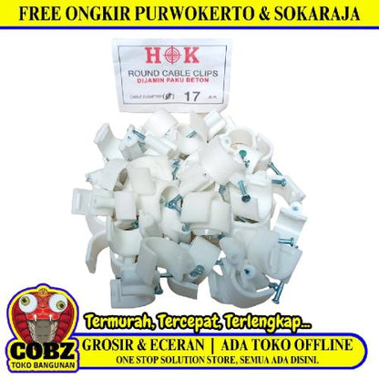 17 MM / HOK Klem Kabel Penjepit Penyangga Paku Beton Bungkus