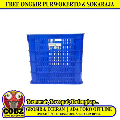 606 MM x 430 MM x 377 MM / GREEN LEAF 2208 L Krat Industri Keranjang Buah Rapat Blue