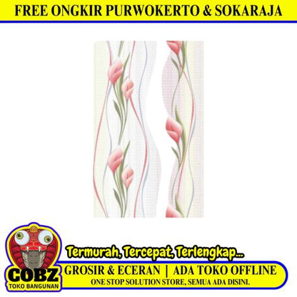 25 CM x 40 CM / UNO 25071 Keramik Dinding Kamar Mandi Glossy Pink Dus
