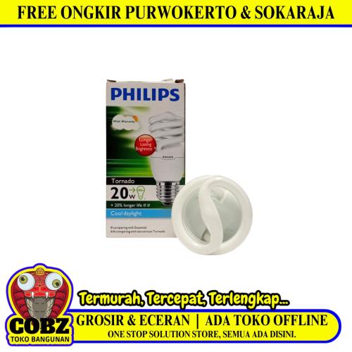 20 WATT / PHILIPS Tornado Lampu Bohlam Spiral Bola Putih