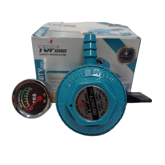 TOP GAS Regulator Kepala Tabung Gas LPG Tekanan Rendah + Meteran
