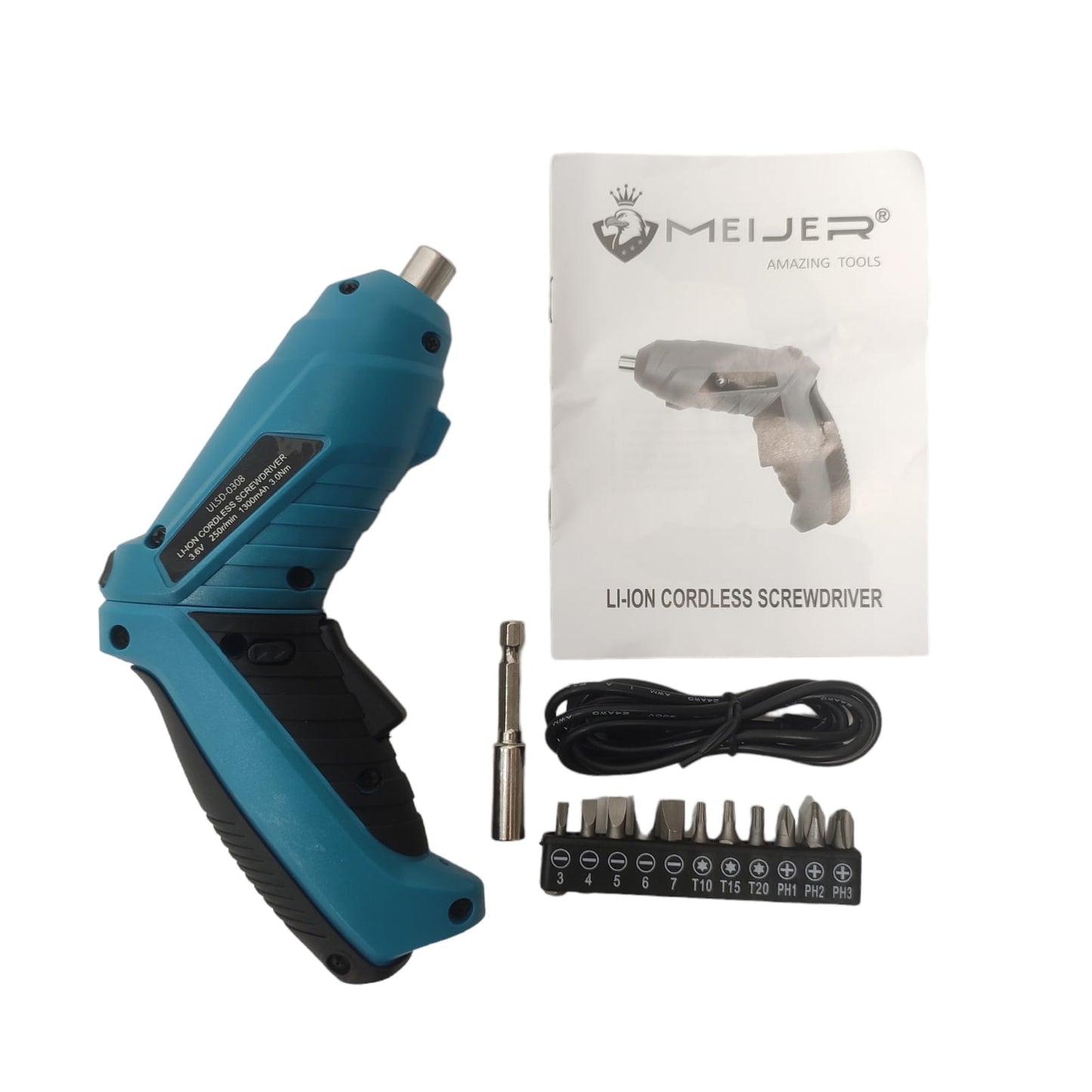 MEIJER Mesin Screwdiver Bor Obeng Angin Tangan Drill 2 Way Baterai Set