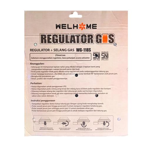 180 CM / WELHOME Selang + Regulator Gas Tekanan Rendah + Meteran Set