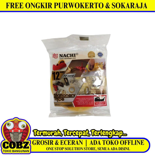 12 MM / NACHI Isolasi Selotip Lakban Stationary Tape Transparan