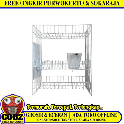 3 SUSUN / MELIN Rak Dapur Tempat Piring Gelas Stainless Putih Set