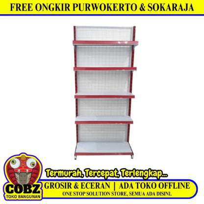 SB 35 CM x L 90 CM x 200 CM / TM DS Rak Minimarket Gondola Single Starting Merah Putih Set