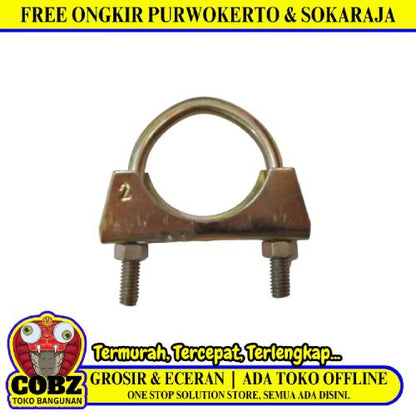 2 IN / NM Klem Pipa Bracket Knalpot Exhaust Clamp U Bolt Besi