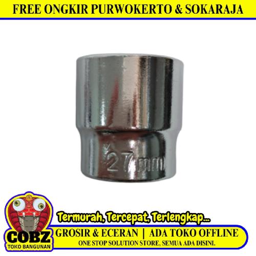 6 PT x 1/2 IN x 27 MM / TM Mata Kunci Sok Shock Socket Chrome