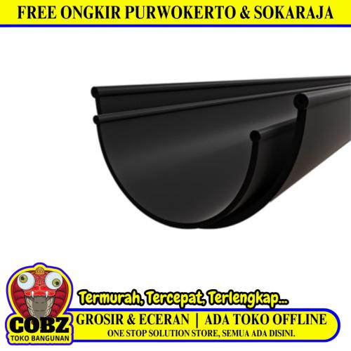 5 IN x 360 CM  / MEGALON Talang Air Pipa Belah PVC Hitam Batang