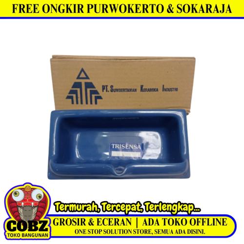 11 CM x 22 CM x 11 CM / TRISENIA Tempat Sabun Tanam Dinding Keramik Biru Tua
