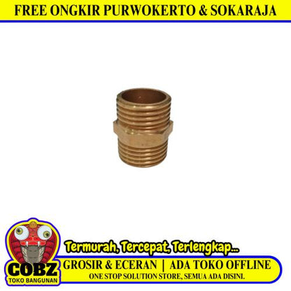 1/2 IN / NM Double Nepel Drat Luar Nipple Male Outer Kuningan