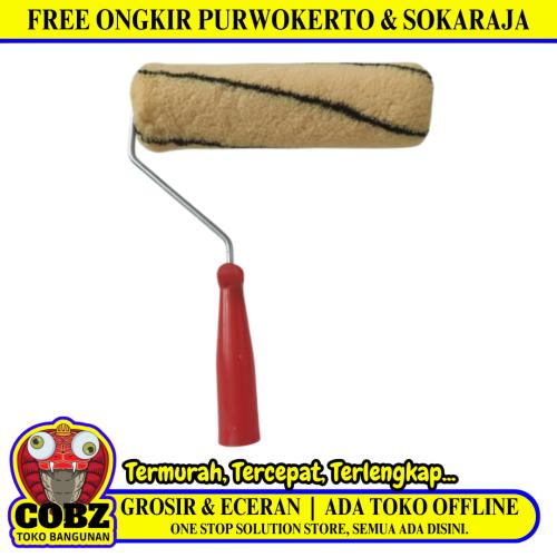 9 INCH / LEON BUSA Kuas Busa Roll Cat Tembok Kayu Besi Besar + Gagang Set